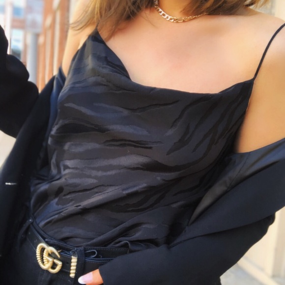100% Silk Black Zebra Cami Top | Giannina - Picture 5 of 6